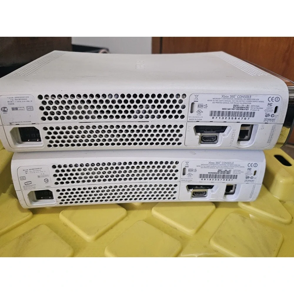 2x Xbox 360 Console For Parts White 2008 2009 Mfr Dates RROD And Untested